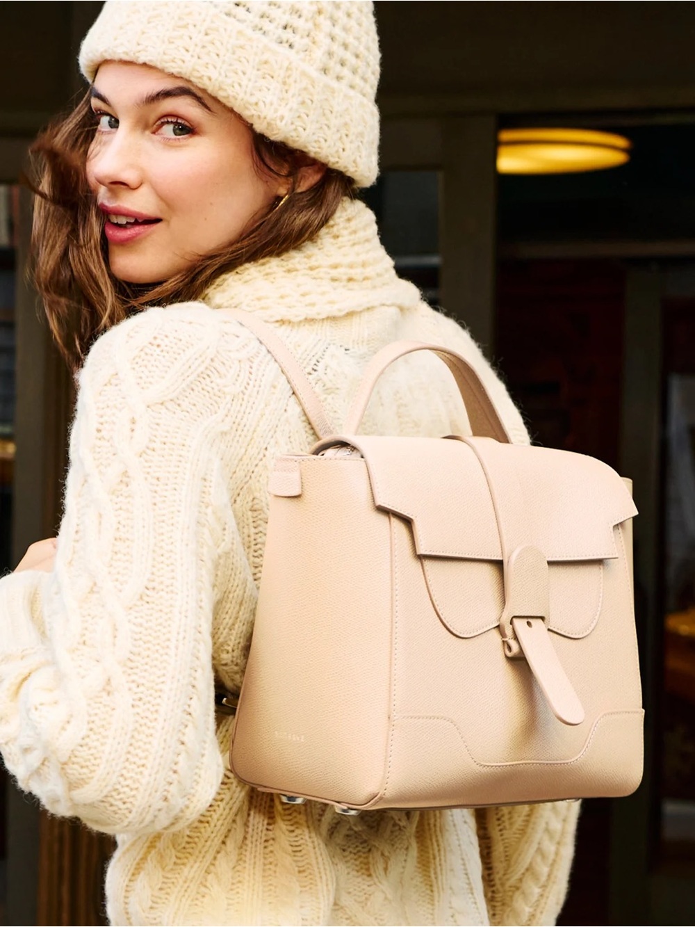 NEW Senreve Midi Maestra Pebbled Leather Convertible Satchel Bag